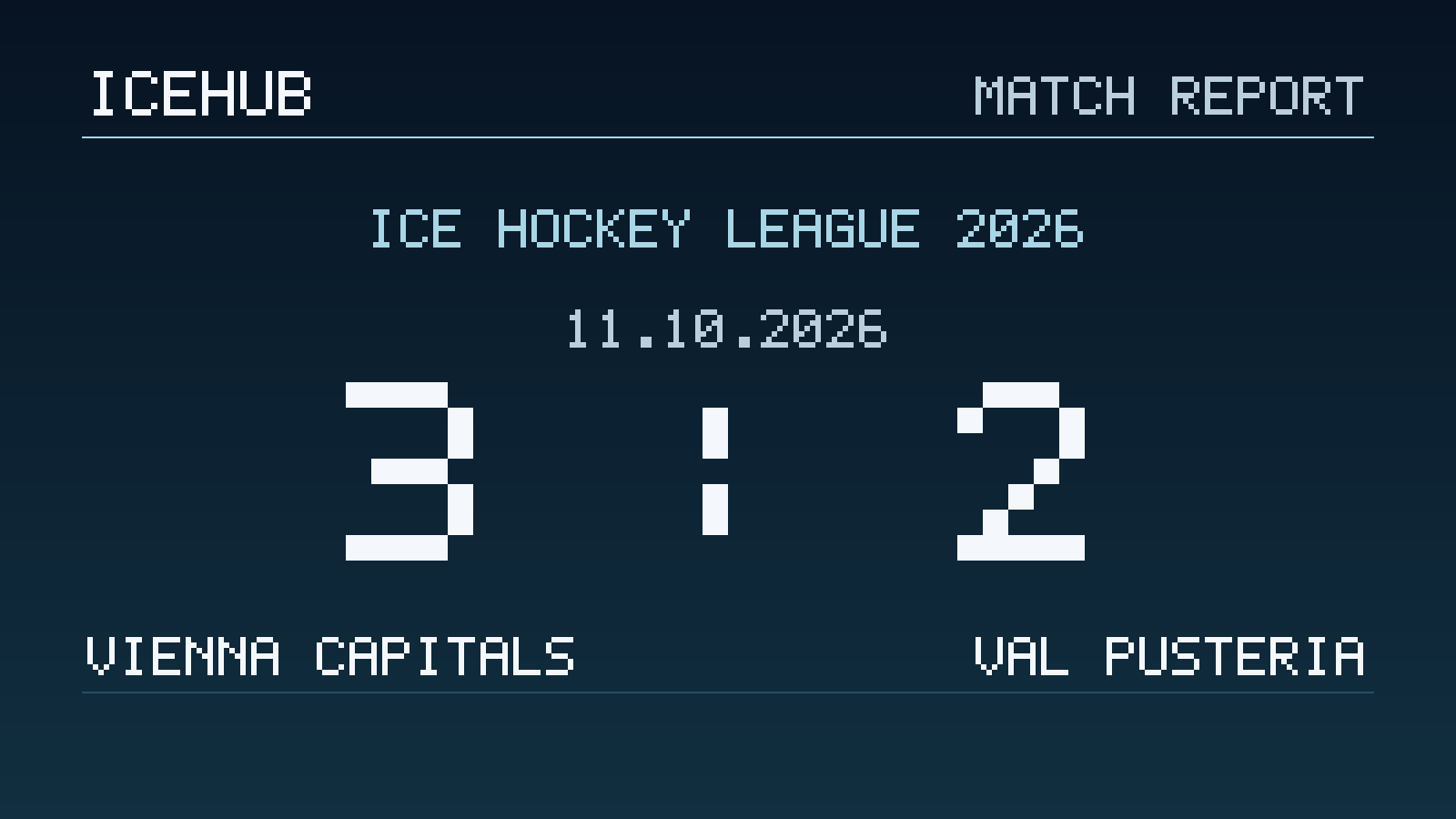Matchgrafik zum Spiel Vienna Capitals gegen Val Pusteria, Endstand 3 zu 2