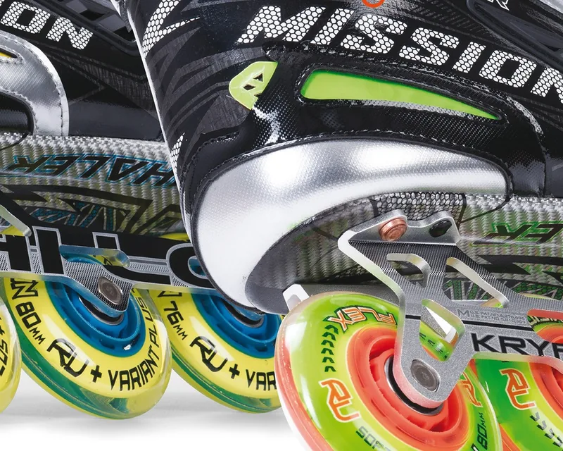 Mission-Inline-Skates mit bunten Rollen